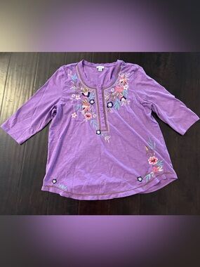 Sundance Lavender Embroidered Floral Tunic